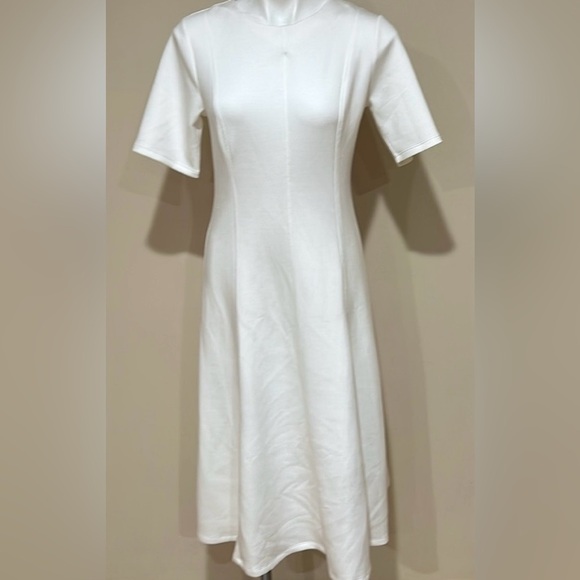 Banana Republic White Seamed Scuba Midi Dress NWT Size Medium - Picture 2 of 10